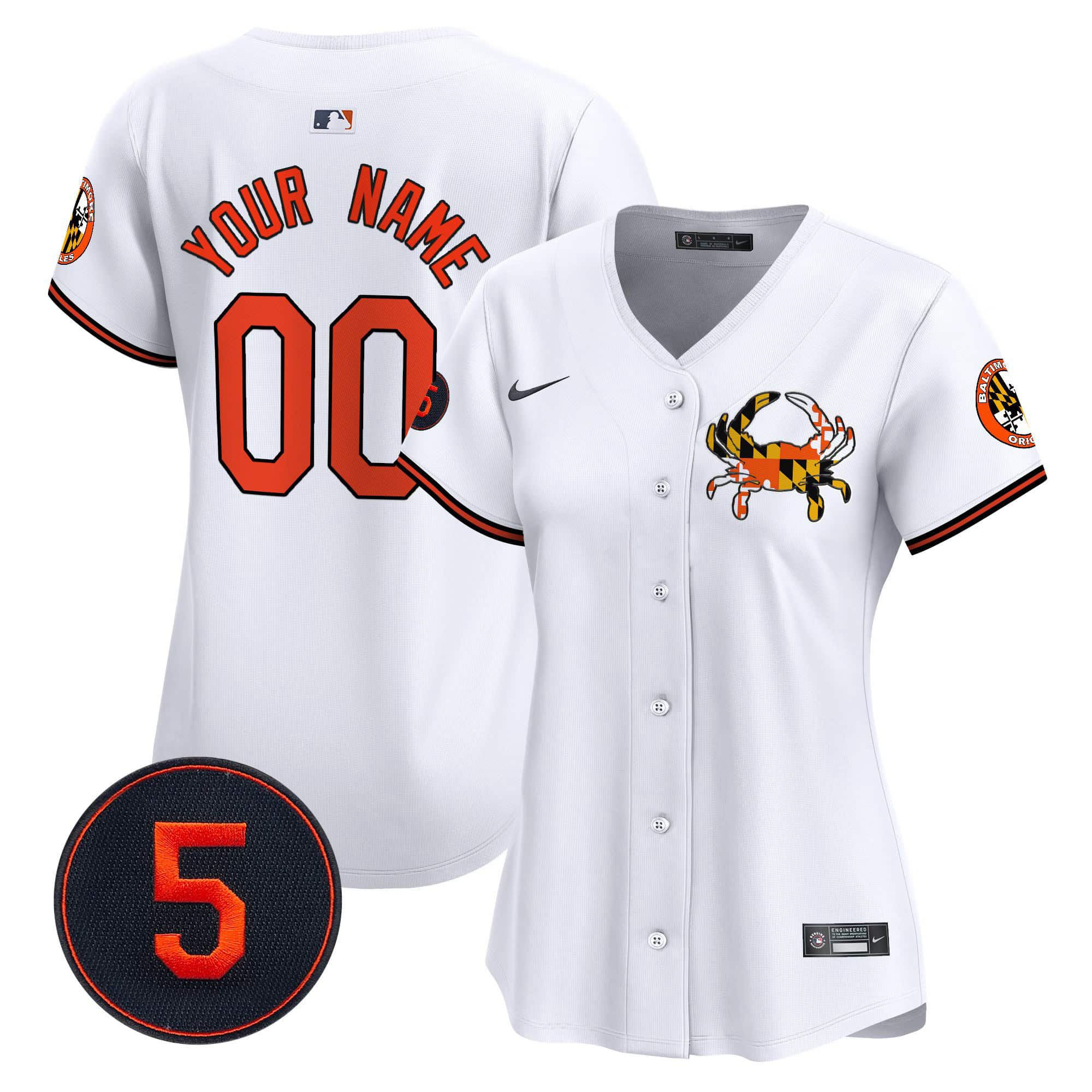 Women Baltimore Orioles White 2024 Nike Robinson Patch Vapor Premier Limited Custom MLB Jersey style 2->customized mlb jersey->Custom Jersey